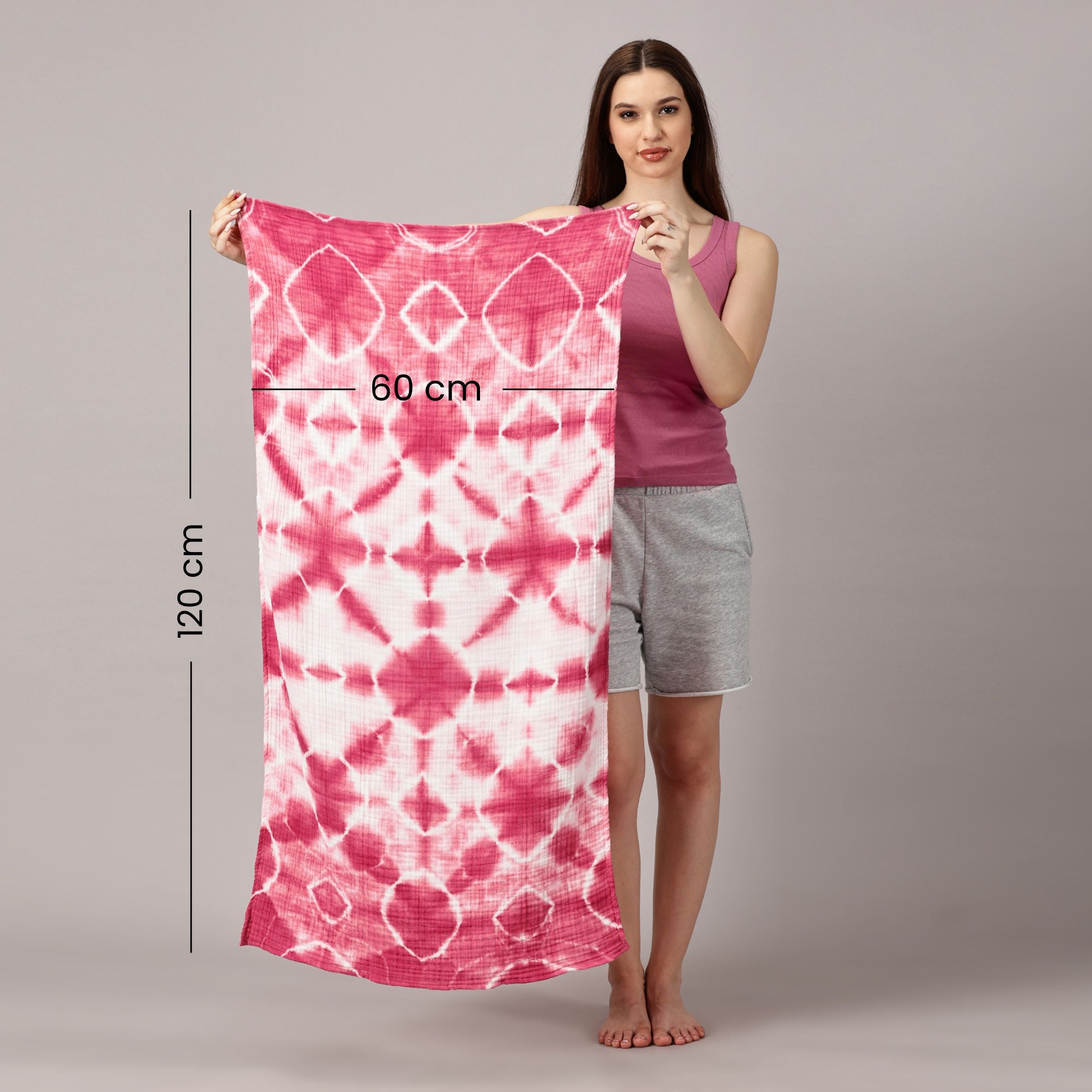 100% Cotton 4-Layer Gauze Bath Towel, Shibori -Japanese Tie & Dye (Set of 2)