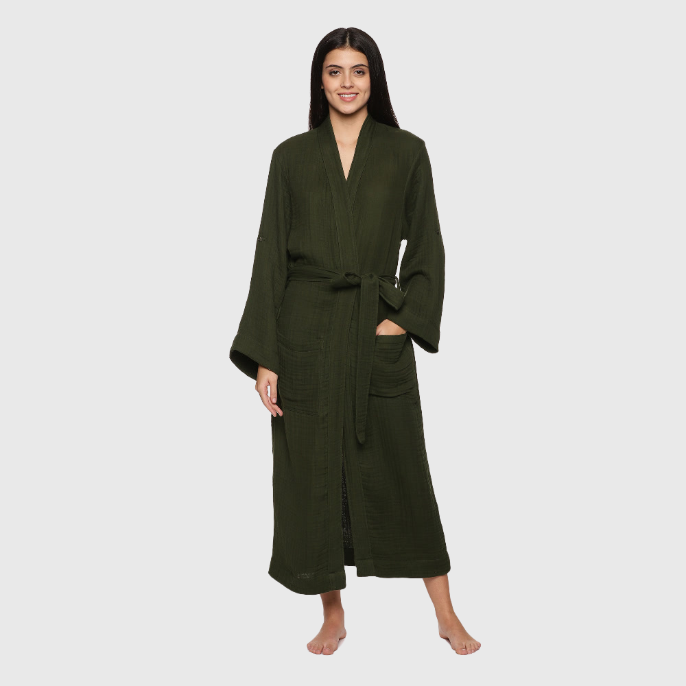Womens 4 Layer Gauze Bath Robes