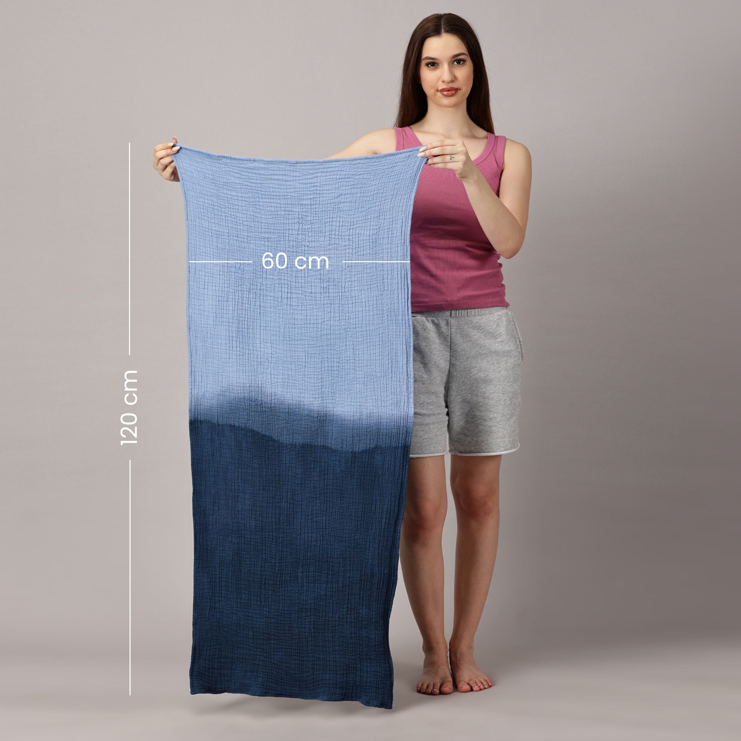 100% Cotton 4-Layer Gauze Bath Towel, Shibori -Japanese Tie & Dye (Set of 2)