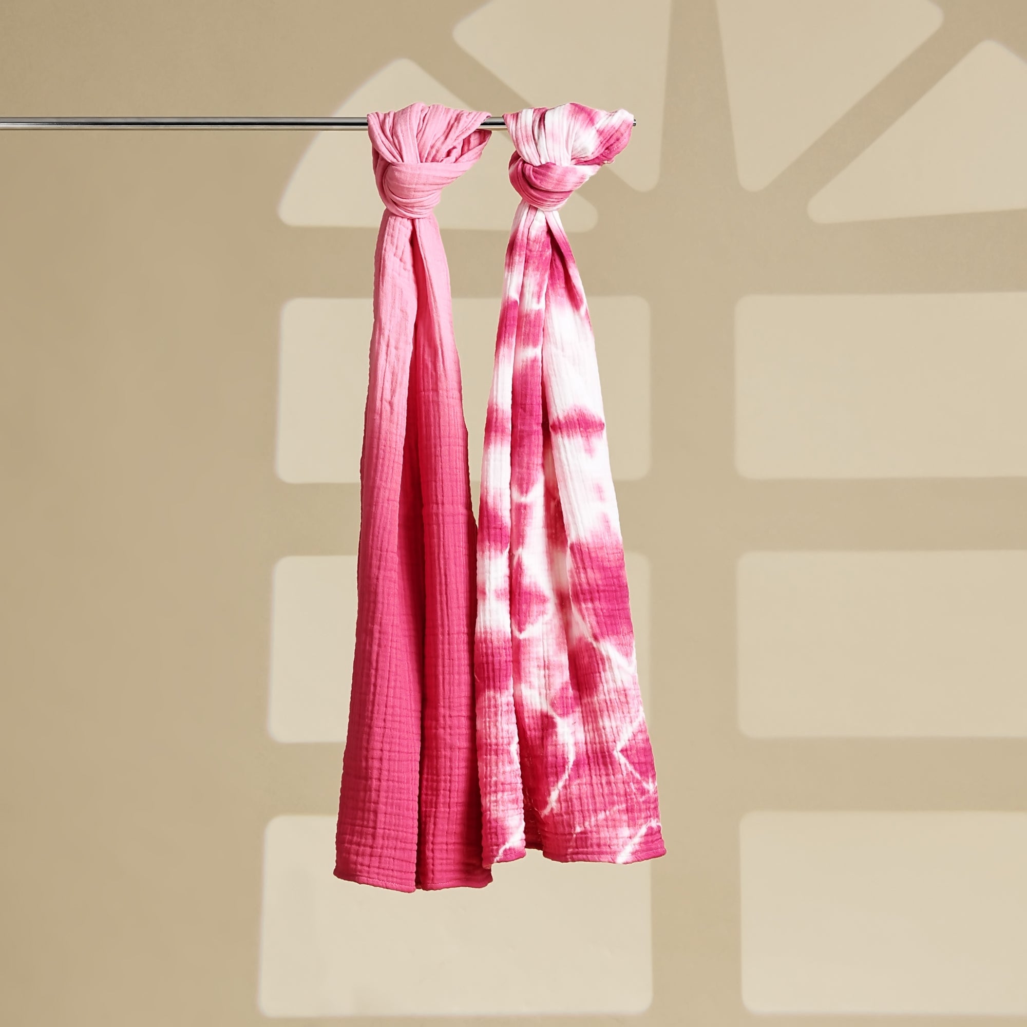 100% Cotton 4-Layer Gauze Bath Towel, Shibori -Japanese Tie & Dye (Set of 2)