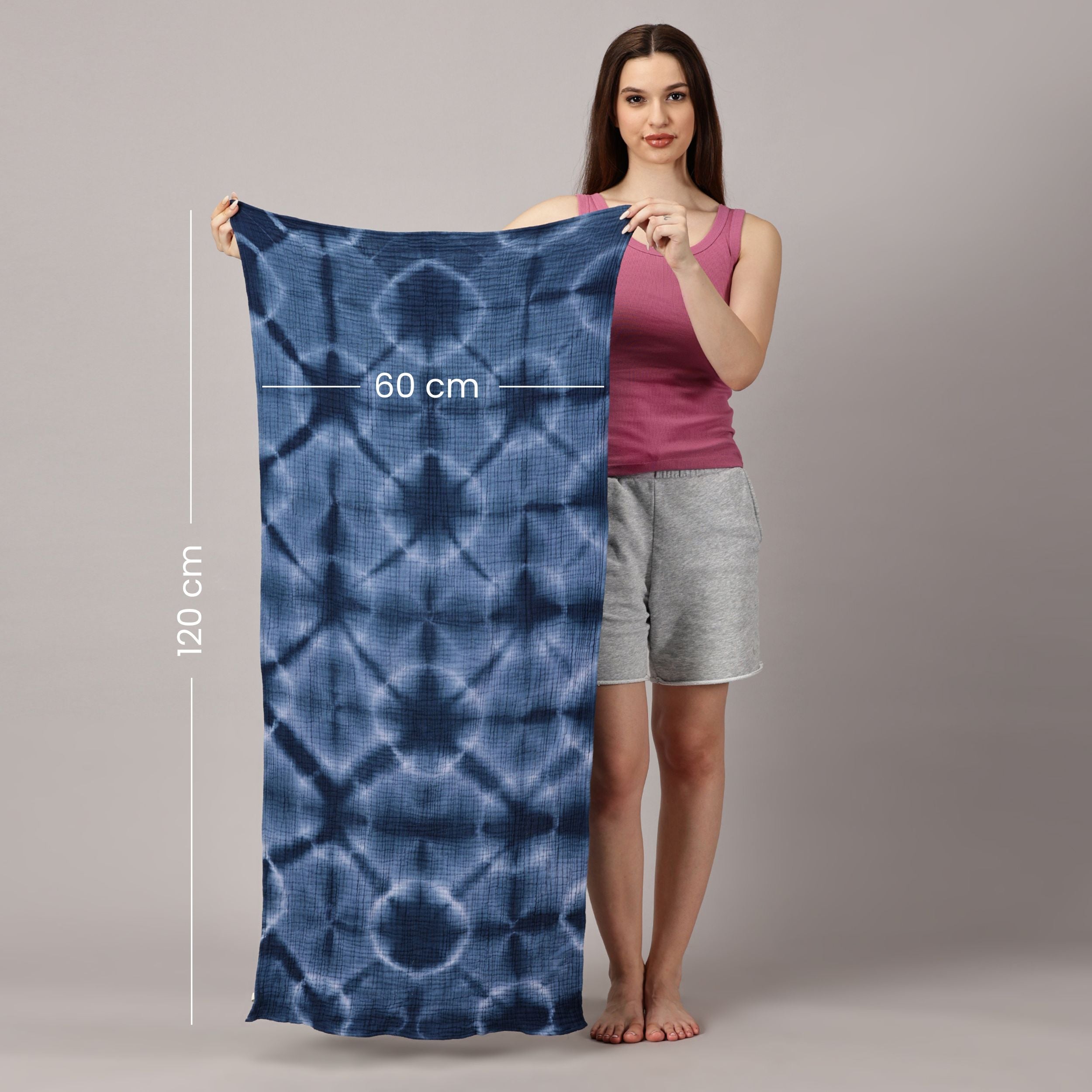 100% Cotton 4-Layer Gauze Bath Towel, Shibori -Japanese Tie & Dye (Set of 2)