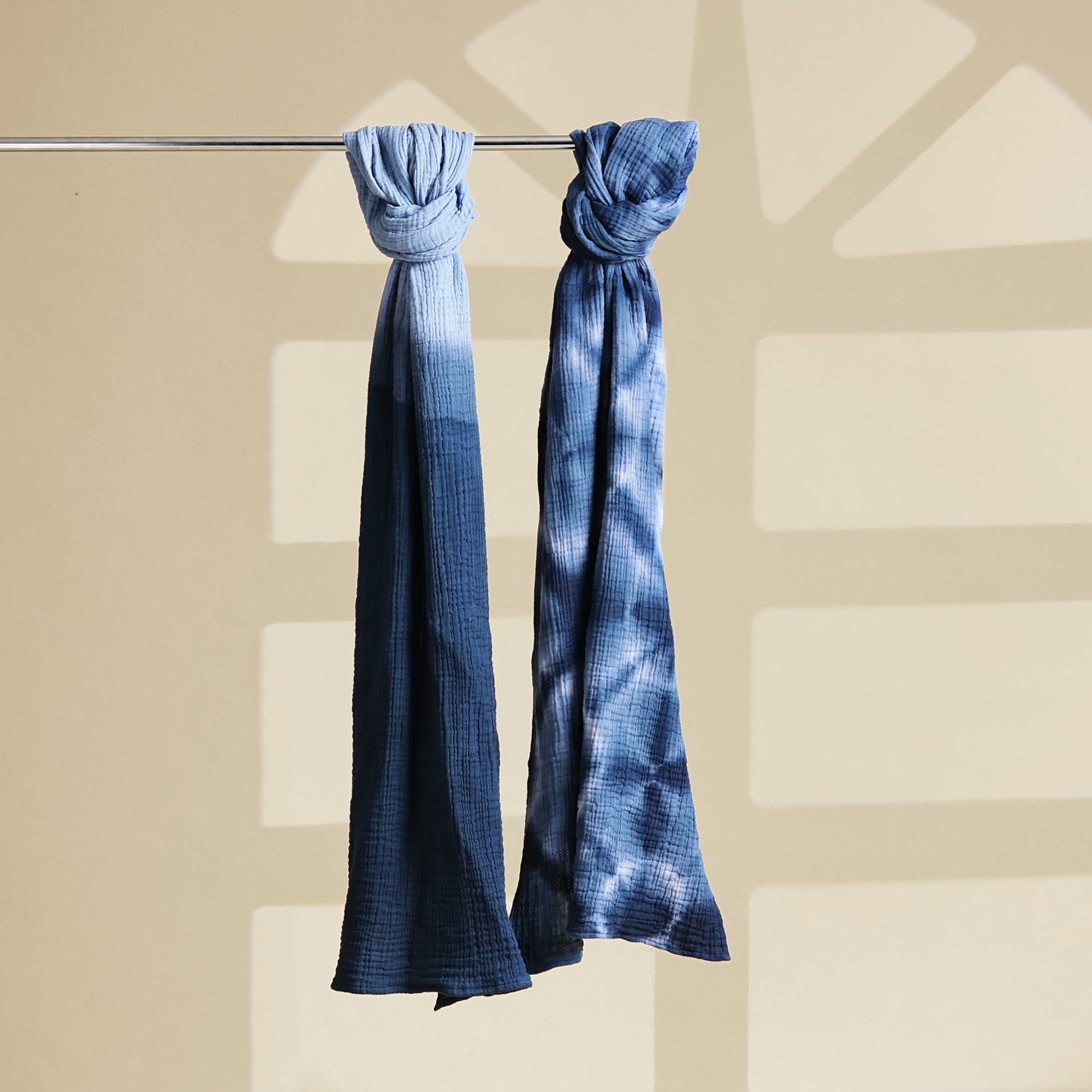 100% Cotton 4-Layer Gauze Bath Towel, Shibori -Japanese Tie & Dye (Set of 2)