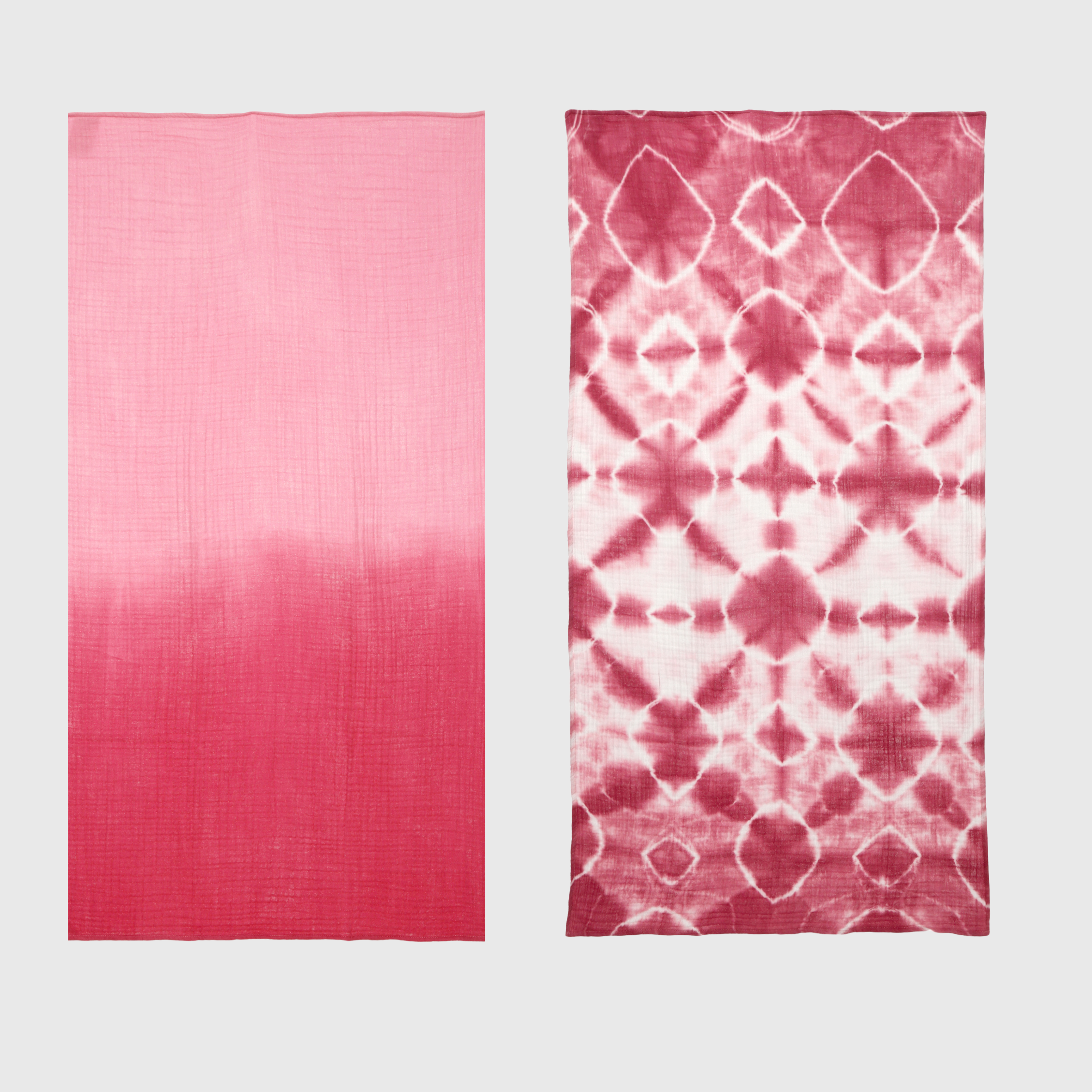 100% Cotton 4-Layer Gauze Bath Towel, Shibori -Japanese Tie & Dye (Set of 2)